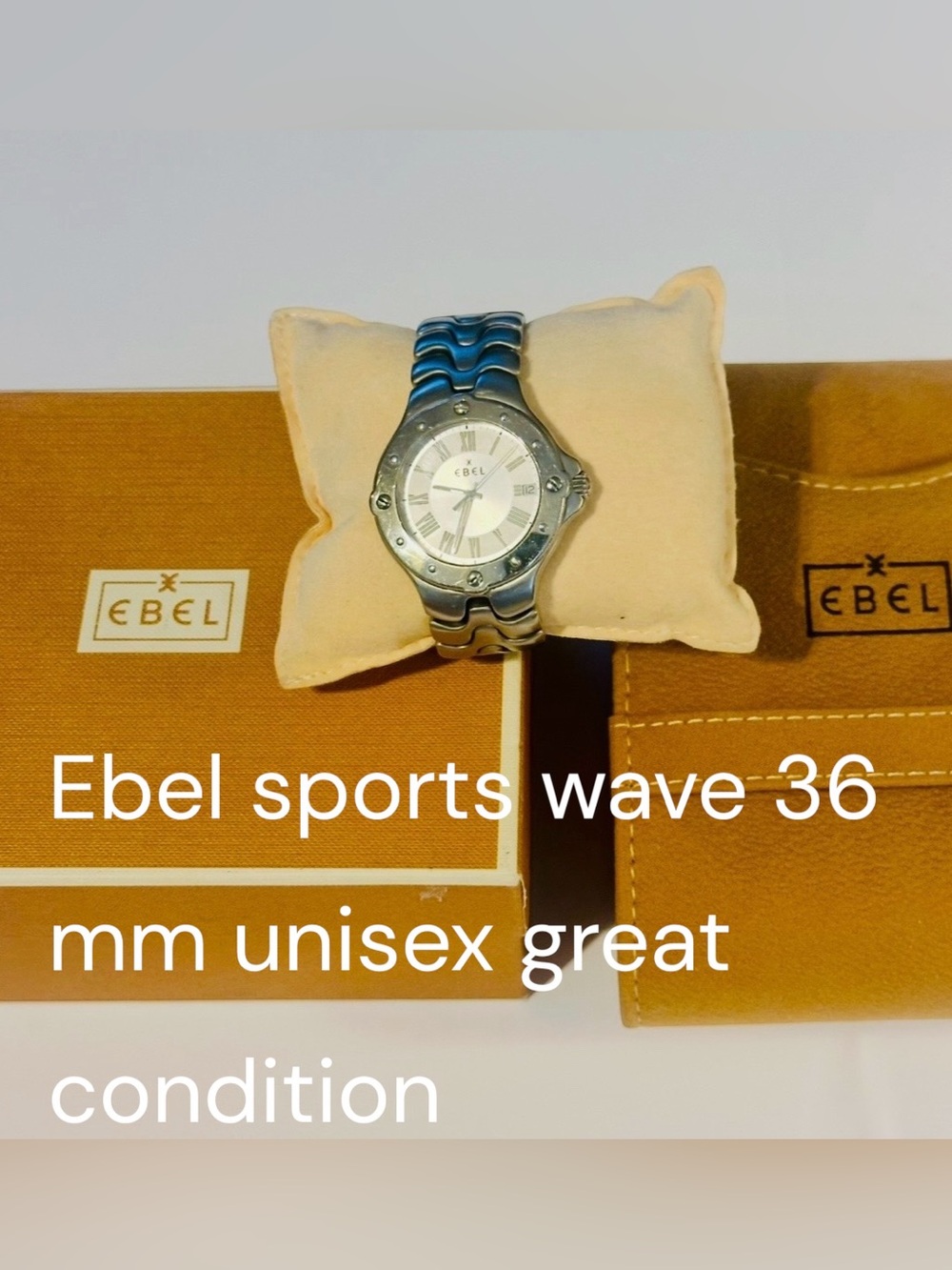 Ebel Stainless Steel Body Studded Bezel Two Tone Silver Dial Roman Hour Markers